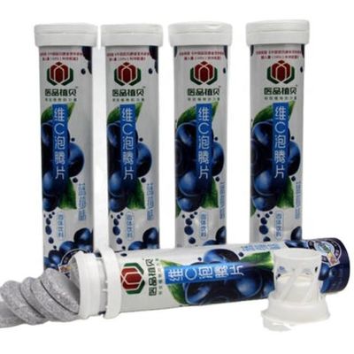 Effervescent Vitamin Tablet Bottles in White Plastic with Spiral Cap and Desiccant