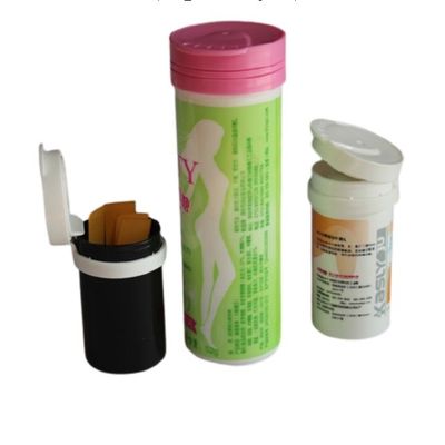 comprar Tableta efervescente de color personalizada Flip-top tubo con desecante y plástico de grado alimenticio Fabricación en línea
