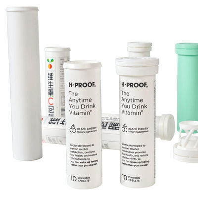 Effervescent Tablet Pills Packaging Container with Twist Lock PP Collar and Base Material