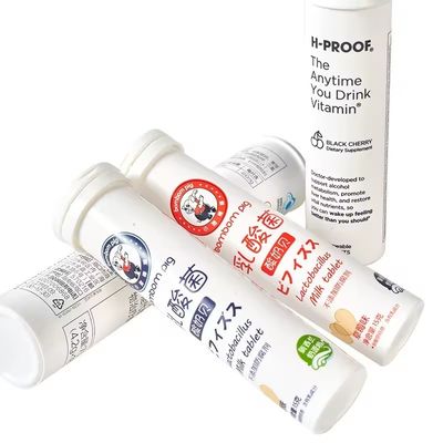 comprar Comprimidos efervescentes Botella con tapa abatible Embalaje de plástico con vitaminas hecho a medida Fabricación en línea