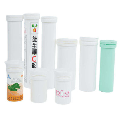 comprar Material de PP Logotipo personalizado Botella de plástico blanca Tubo de tableta efervescente con tapa directa Fabricación en línea
