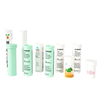 Effervescent Tablet Tubes with Custom Logo and Dessicant in PP Plastic Material
