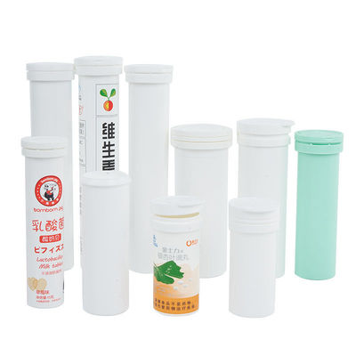 Botella de tableta efervescente OEM con tapa de plástico blanco y material de cuerpo de PP de acabado mate