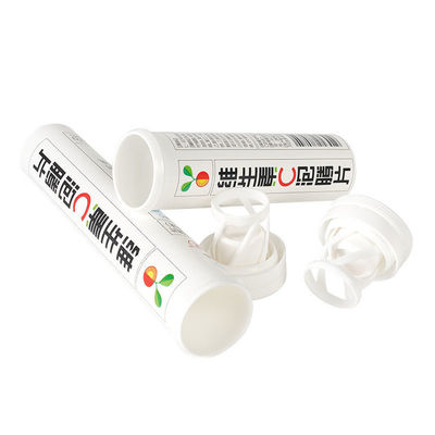 Comprimido efervescente Botella de vitamina C con tapa de PP y logotipo personalizado en plástico blanco