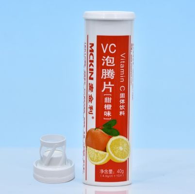 99 mm Vitamina E Efervescente Tableta Tubo Botellas de plástico Embalaje con desecante