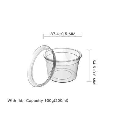 130 g de moldeado por inyección de una sola pared con tapa de taza de PP transparente ecológico y reciclable